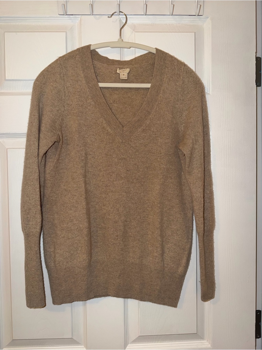 J. Crew Lightweight 100% cashmere V-Neck Sweater in Camel